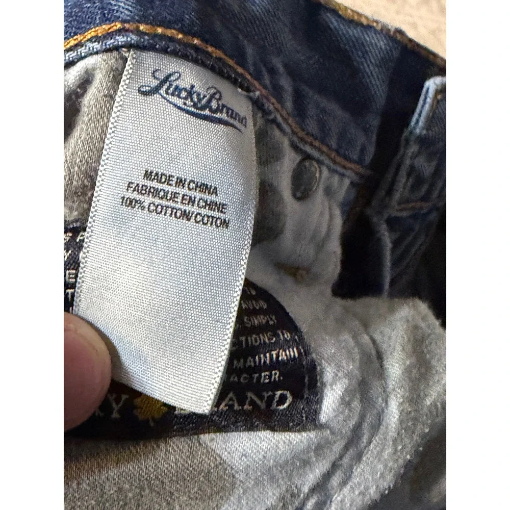 Lucky Brand 181 Relaxed Straight Mens Blue Distressed Denim Jeans 33x34